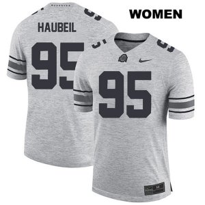 Women's NCAA Ohio State Buckeyes Blake Haubeil #95 College Stitched Authentic Nike Gray Football Jersey HO20L74XJ